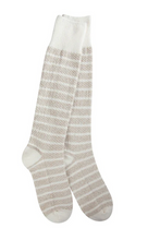 Load image into Gallery viewer, Holiday Stripe Knee High Socks- Black Multi or Cloud Multi
