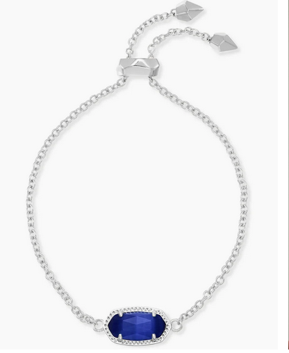 Kendra Scott Silver Elaina Bracelet In Cobalt Cat's Eye