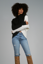 Load image into Gallery viewer, Elan Black and White Colorblock Mock Neck Sweater - 50% OFF!
