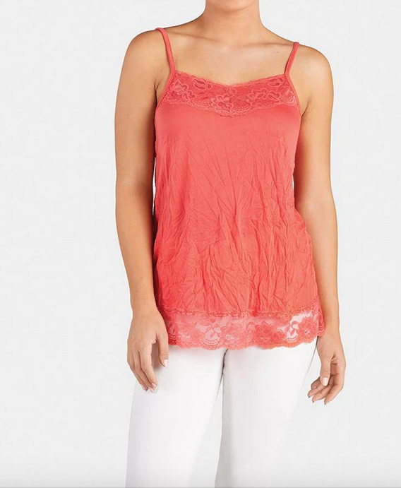 【保存版】 Fiesta Coral Something – Cami Crinkle Trim Lace Megan トップス