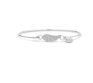 Sterling Silver Crystal Angel Wing Bangle