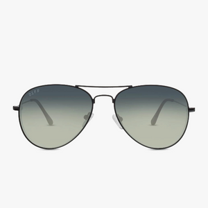 DIFF Sunglasses Black Aviator Frame Grey Gradient Lens Cruz - unisex