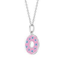 Load image into Gallery viewer, Girl&#39;s Sterling Silver Pink Donut Necklace
