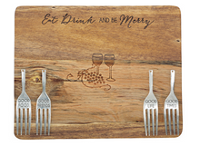 Load image into Gallery viewer, Eat Drink and be Merry - 9&quot; Acacia Cheese/Bread Board Set
