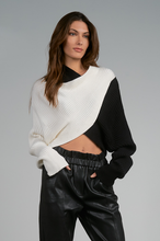 Load image into Gallery viewer, Elan Black and White Colorblock Sweater - 50% OFF!
