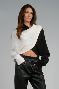 Elan Black and White Colorblock Sweater - 50% OFF!