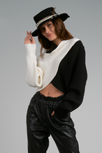 Load image into Gallery viewer, Elan Black and White Colorblock Sweater - 50% OFF!
