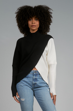 Load image into Gallery viewer, Elan Black and White Colorblock Mock Neck Sweater - 50% OFF!
