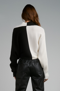 Elan Black and White Colorblock Sweater - 50% OFF!