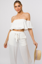 Load image into Gallery viewer, White Elastic Waist Tie Wide Leg Pants
