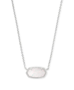 Kendra Scott Elisa Silver or Gold Necklace In White Opal