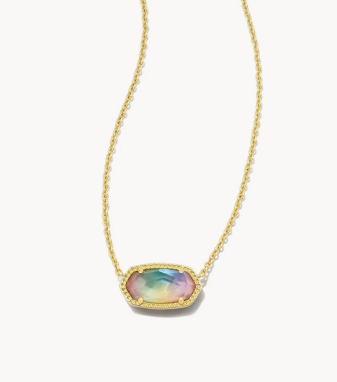 Kendra Scott Gold Elisa Necklace In Yellow Watercolor Illusion - 25% OFF!