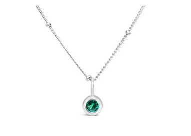 Sterling Silver Emerald Necklace - May Birthstone