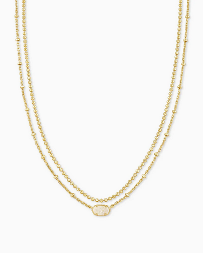 Kendra Scott Emilie Multi Strand Gold Necklace In Iridescent Drusy