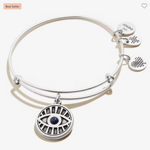 Load image into Gallery viewer, Alex and Ani Evil Eye + Sodalite Charm Bracelet In Silver or Gold

