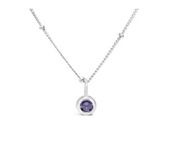 Sterling Silver Amethyst Necklace - February Birthstone