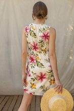 Load image into Gallery viewer, Sleeveless Wrap Tie Ivory Fuchsia Floral Dress
