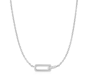Sterling Silver Glam Interlock Necklace
