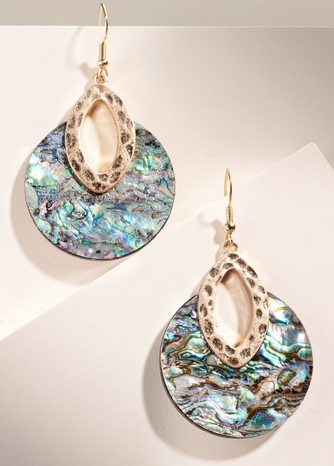 Abalone Shell Gold Drop Earrings