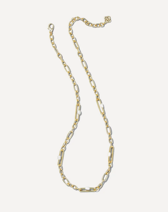 Kendra Scott Lindsay Gold Chain Pearl Necklace