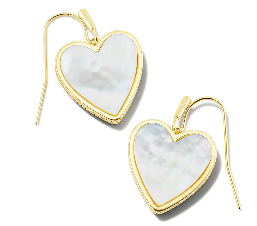 Kendra Scott Heart Drop Gold Earrings- Ivory Mother of Pearl