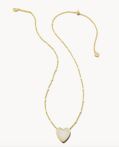 Kendra Scott Gold Heart Pendant Necklace- Iridescent Drusy