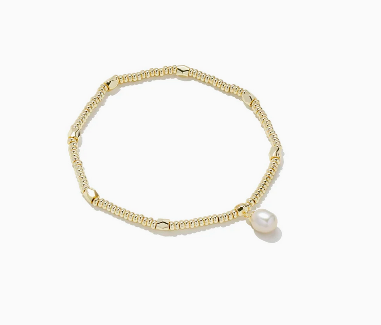 Kendra Scott Lindsay Gold Stretch Bracelet with White Pearl
