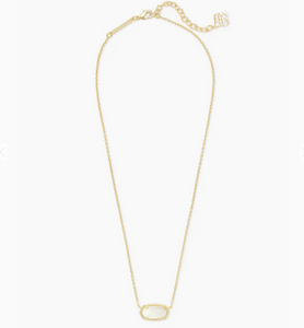 Kendra Scott Elisa Silver or Gold Necklace In White Opal