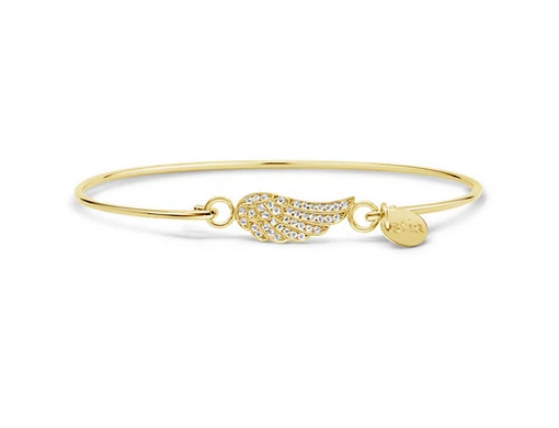 Gold Plated Sterling Silver Crystal Angel Wing Bangle