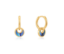 Load image into Gallery viewer, Gold Plated Tidal Abalone Crescent Huggie Hoops
