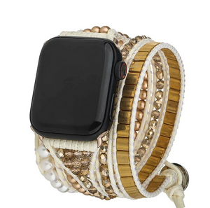 Gold Tila Apple Watch Band Wrap Bracelet on SALE!