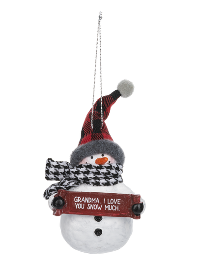 Grandma, I Love You Snow Much Snowman Ornament