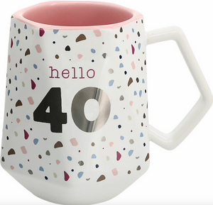 Hello 40, 18oz Geometric Mug