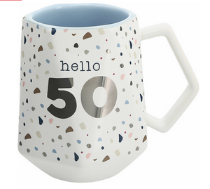 Hello 50, 18oz Geometric Mug