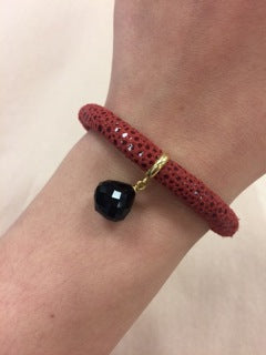 Single Red Reptile with Black Love Drop Charm