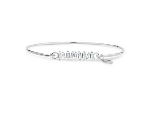 Sterling Silver Jagged Crystal Baguette Bangle