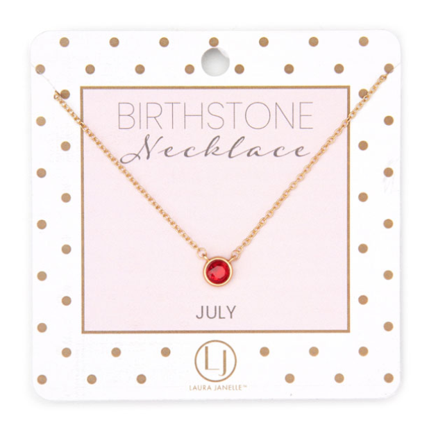July Dainty Birthstone Necklace - Ruby