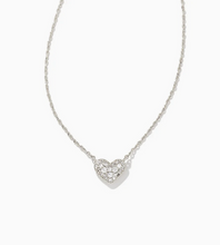 Load image into Gallery viewer, Kendra Scott Silver Ari Pave Crystal Heart Necklace In White Crystal
