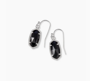 Kendra Scott Silver Lee Earring in Black Opaque Glass