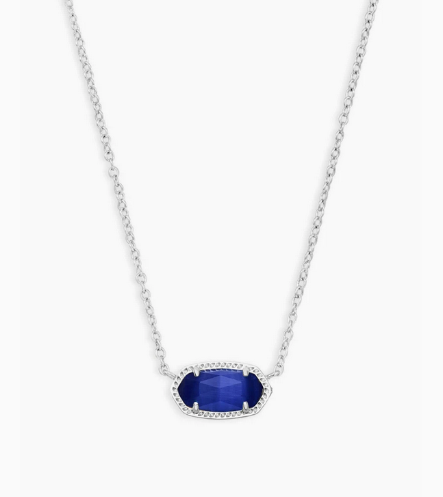 Kendra Scott Silver Elisa Necklace In Cobalt Cat's Eye