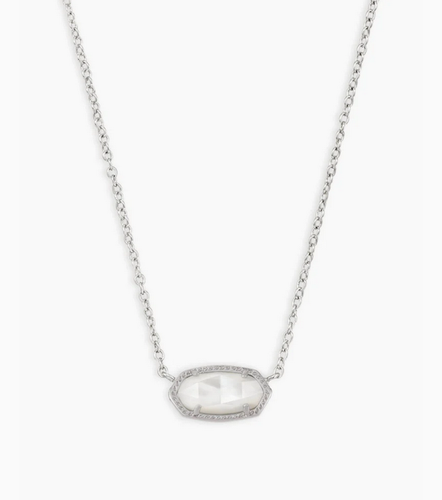 Kendra Scott Silver Elisa Necklace In Ivory Mother of Pearl