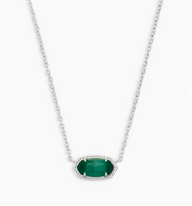 Kendra Scott Silver Elisa Necklace In Emerald Cat's Eye