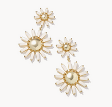 Load image into Gallery viewer, Kendra Scott Gold Madison Daisy Statement Earrings In White Opaque Glass - SALE
