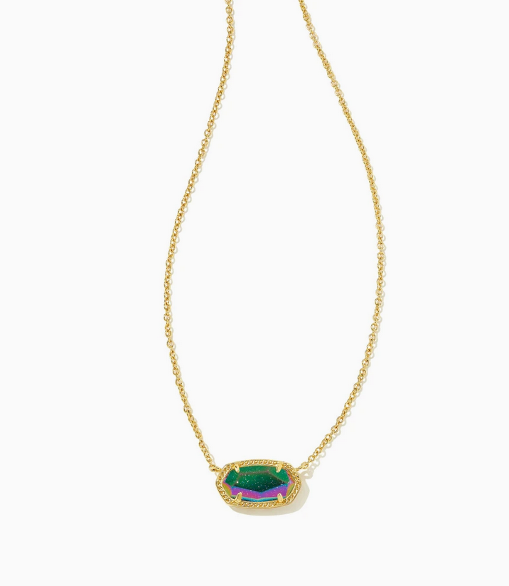 Kendra Scott Gold Elisa Necklace In Iridescent Blue Goldstone - 25% OFF!