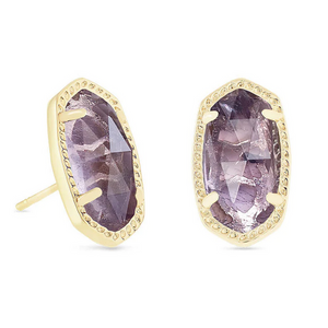 Kendra Scott Gold Ellie Earrings In Purple Amethyst