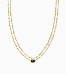 Kendra Scott Gold Emilie Multi Strand Necklace In Black Cats Eye
