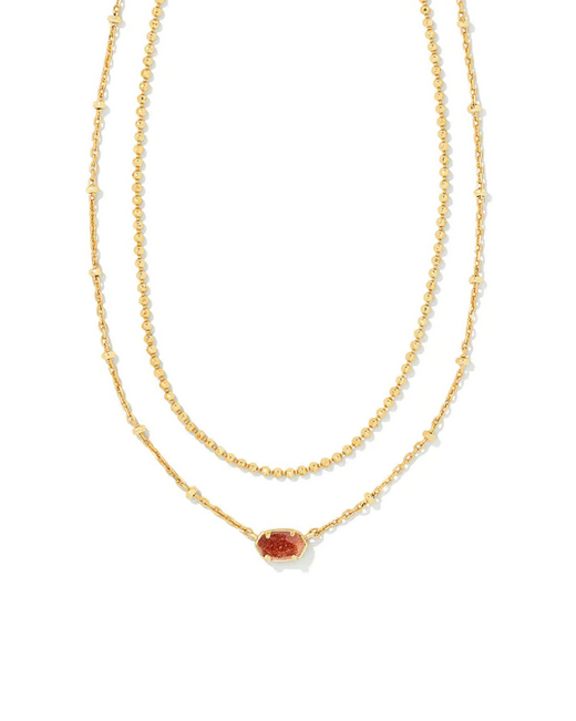 Kendra Scott - Deliah Gold Multi Strand Necklace in Iridescent Pink White  Mix | Findlay Rowe Designs