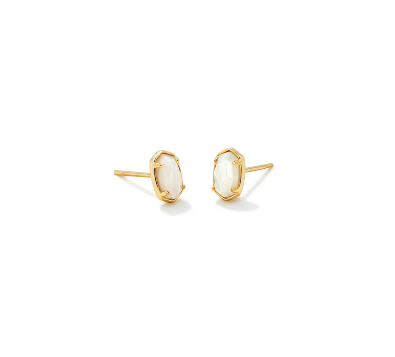 Kendra Scott Gold Emilie Stud Earrings In White Mother of Pearl