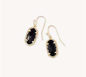 Kendra Scott Gold Lee Earring in Black Opaque Glass