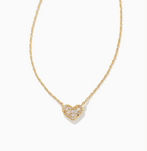 Load image into Gallery viewer, Kendra Scott Gold Ari Pave Crystal Heart Necklace In White Crystal
